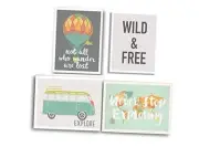 Wild and Free Boho Nursery Decor - Set of Four 11x14 Unframed Prints, Kids