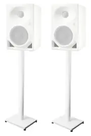 Pair 37” Steel White Speaker Stands For Neumann KH 80 Monitors
