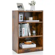 Giantex 3-Tier Bookcase Display Cabinet w/Adjustable Shelves Storage Organizer Bookshelf Brown