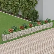 Raised Garden Bed, Elevated Planter Box Plant Container Gabion Galvanised Iron 610x50x50 cm