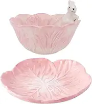 KOCKSHION 1set Creative Boys and Girls Rabbit Cabbage Bowl Adorable Ceramic Tableware for Fruits Noodles and Salads Lightweight and Portable Dinnerware for Boys and Girls Fun Meal Experience