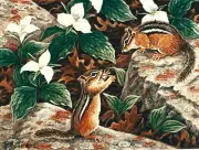 Original Oil Painting on Canvas Chipmunks, 12" x 16" by Gerald Billette wildlife