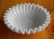 CRAFTFOBIA HandCrafted Marble Bowl/Antique Scallop dish/Fruit bowl/Vintage Ring Dish/Decorative Ruffle Flower scalloped Bowls/HouseWarming Wedding Gift/Urli (8 inches)