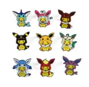 Pokemon Pins Poncho Pikachu Eeveelution Enamel Anime Eevee Evolution Set Of 9