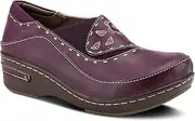 [Spring Step L'Artiste] Burbank Leather Clogs for Women | Designer Hand-Painted Slip-On Shoes | Ladies Casual Platform Clog