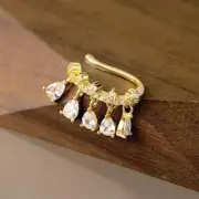 Yellow Gold Plated 2.00Ct Pear Cut Lab-Created Moissanite Women's Ear Cuff