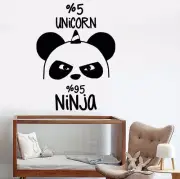 Vinyl Wall Decal Funny Panda Bear Ninja Nursery Unicorn Stickers (1097ig)