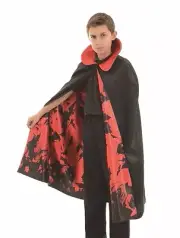 DELUXE BLACK & RED CAPE w/BAT LINING VAMPIRE CHILD HALLOWEEN COSTUME ACCESSORY