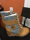 SOREL Lexie Wedge Leather Wool Waterproof Lace Up Boots Camel Gray Sz 6