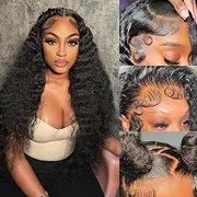 MMFZPHEIR -1.Deep Wave Lace Front Wigs Human Hair Material:100% Unprocessed Brazilian Virgin Human Hair 10A Unprocessed Deep Wave Lace Frontal Wigs,N Looking