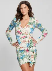 GUESS Women's Eco Floral Print Emily Mini Dress Size: Small, Elastane