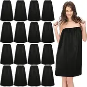 16 Pcs Disposable Spa Wraps for Women Non Woven Bathrobe Spa Robe for Women with Adjustable Closure Body Spa Towel Wrap for Bath Sweat Steaming Salon, Black