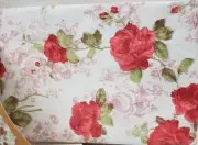 Vinyl Flannel Back Printed Tablecloth,52"x52" Square, PINK ROSES FLOWERS, Broder
