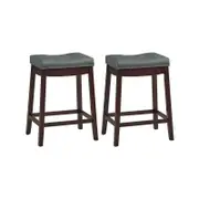 Costway 2x Saddle Bar Stools Padded Barstools 64cm Brown