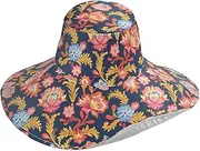 [Yoogain] Retro Blue Bohemian Flower Foldable Women Sunhat for Beach Decorative Sun Visor hat for Men Vacation Essentials Gorras para Mujer, Retro Blue Bohemian Flower, One Size