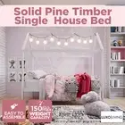 Childrens Solid Pine Wooden House Bed Frame Kids Toddler Bedroom Single White