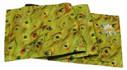 Peacock Dyed Eye Feathers Design Table Runner 13x72 inches