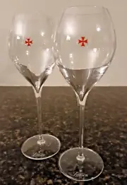 Sets of 2 Lanson Champagne Flutes Lehmann Lead Free Crystal Glass NEW France
