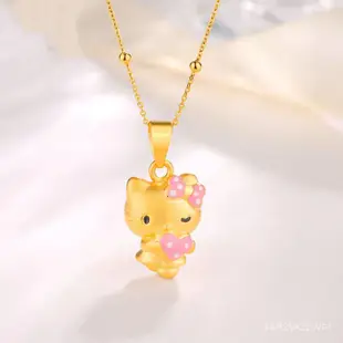 kitty項鍊 沙金KT貓弔墜粉色愛心Hello kitty貓手鏈項鏈掛墜配飾diy飾品掛件