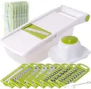 VIEBRIGHT Slicer, julienne set, grater, 8 roles in 1, multi-function (green)