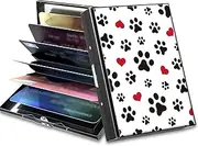 [BWEGRHE] Small Travel Wallets Slim Multi-slot Card Organizer Case Cute Credit Card Holder RFID-Blocking Card Case Small Wallet for Women Men, Cute Dog Paw Prints, Matel, Minimalist
