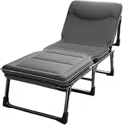 Portable Folding Camping Cot w/Mattress and Pillow Adjustable 4-Position Adult Sleeping Bed Outdoor Patio Chaise Reclining Chaise for Home Office Camp Travel