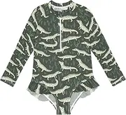 [Joitme] Alligator Meadow Girls' Zipper Rash Guard Swimsuit Size 3