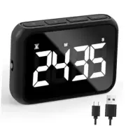 USB Rechargeable Loud Digital Kitchen Timer with Large LCD Display & Black