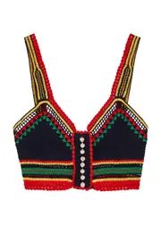 Rabanne Crochet-knit Cropped Cotton top - Multicoloured - L L