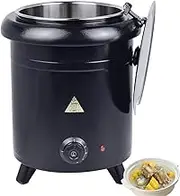 Warm Soup Pot, 10L Commercial Restaurant Soup Heater with Stainless Steel Hinged Lid, Temperature Controlled at 30-80°C, Electric Slow Cooker for Buffet, Parties and Big Family