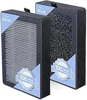 LEVOIT LV-H128 Air Purifier Replacement, 3-in-1 Pre-Filter, Capture Dust Smoke Pollen, Activated Carbon, 3-Stage Filtration System, 2 Piece Set, LV-H128-RF, 1 Pack