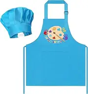 RKid Apron and Chef Hat Set - R HORSE 2Pcs Adjustable Children Blue Artist Kitchen Apron, Dress up Role Play Chef Toy Cooking Baking Painting and Training Kits Funny Birthday for Kids