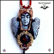 Lucifer Amulet Gothic Talisman Pendant Jewelry Devil Satan Satanic Wings Roses 1