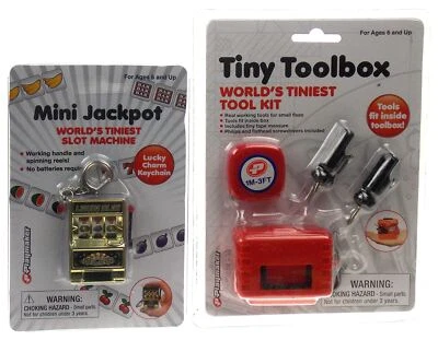Gold Mini Working Jackpot Slot Machine & Worlds Tiniest Tool Kit Kids Xmas Gift