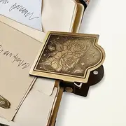 ANATTASOUL Brass Binder Clip Vintage Flowers and Butterflies Paper Clamp for Journals, Heavy Duty Metal Book Clip for Notebooks, Bookmarks Page Holder