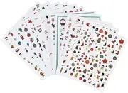 Healeved 12PCS Christmas Nail Stickers Self Adhesive Winter Design Decals for Women Featuring Snowflakes Snowmen and More for Manicure at Home Salon