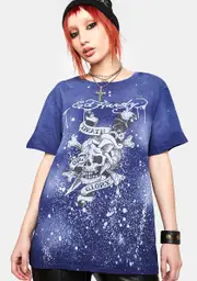 [Ed Hardy] Navy Bleach Graphic Tee