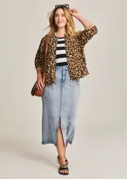 [Virtuelle] Taking Shape Natural Animal Print Bomber Size 20 in Print, Viscose - Plus Size Women's Clothing Print