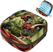 Period Bag,Sanitary Napkin Storage Bag,Ancient Jungle Dinosaur,Tampon Bag for Purse