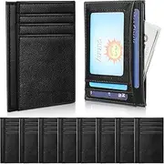 [Shinylin] 10 Pcs Slim Wallet Credit Cards Holder Leather Credit Card Holder for Men with Rfid Blocking Minimalist Leather Wallet Business Card Holder Blocking Credit Card Holder Case for Women, black