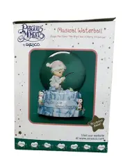 NIB Enesco Precious Moments Boy Fishing Snow Globe Musical Waterball Christmas