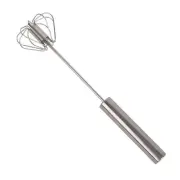 Stainless Steel Egg Whisk Semi Automatic Egg Beater Hand Push Rotating Whisk