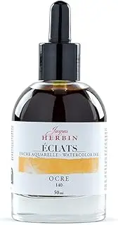 Jacques Herbin 16140TAMZ - Bottle Artist Ink/Calligraphy Ink Pigmented, Opaque and Opaque, 50 ml, Ideal for Art Projects, Watercolour, Lettering & DIY Activities, Ochre, Pack of 1
