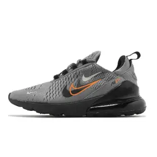 【NIKE 耐吉】休閒鞋 Air Max 270 男鞋 灰 黑 橘 氣墊 緩震 運動鞋(FN7811-001)