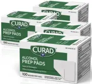 Curad Alcohol Prep Pads Swabs Wipes - 4Box 400 Counts Isopropyl Wipes Thick Pad*