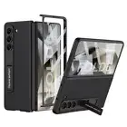 For Samsung Galaxy Z Fold 6 Leather Hinge Stand Case w/ Front Screen Protector