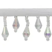 Trims by the Yard 5 Yards of Joanne Beaded Teardrop Fringe Trim, Crystal Auro...
