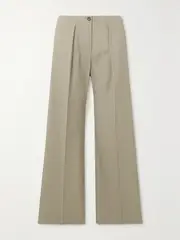 [Acne Studios] Acne Studios - Pleated Herringbone Jacquard Wide-leg Pants - Light gray - EU 42 EU 42 Gray