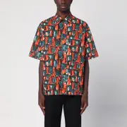 [Prada] Multicoloured cotton print shirt L Orange