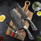 Kitchen Chef Knife Set Stainless Steel Damascus Pattern Cooking Knife Tool Set